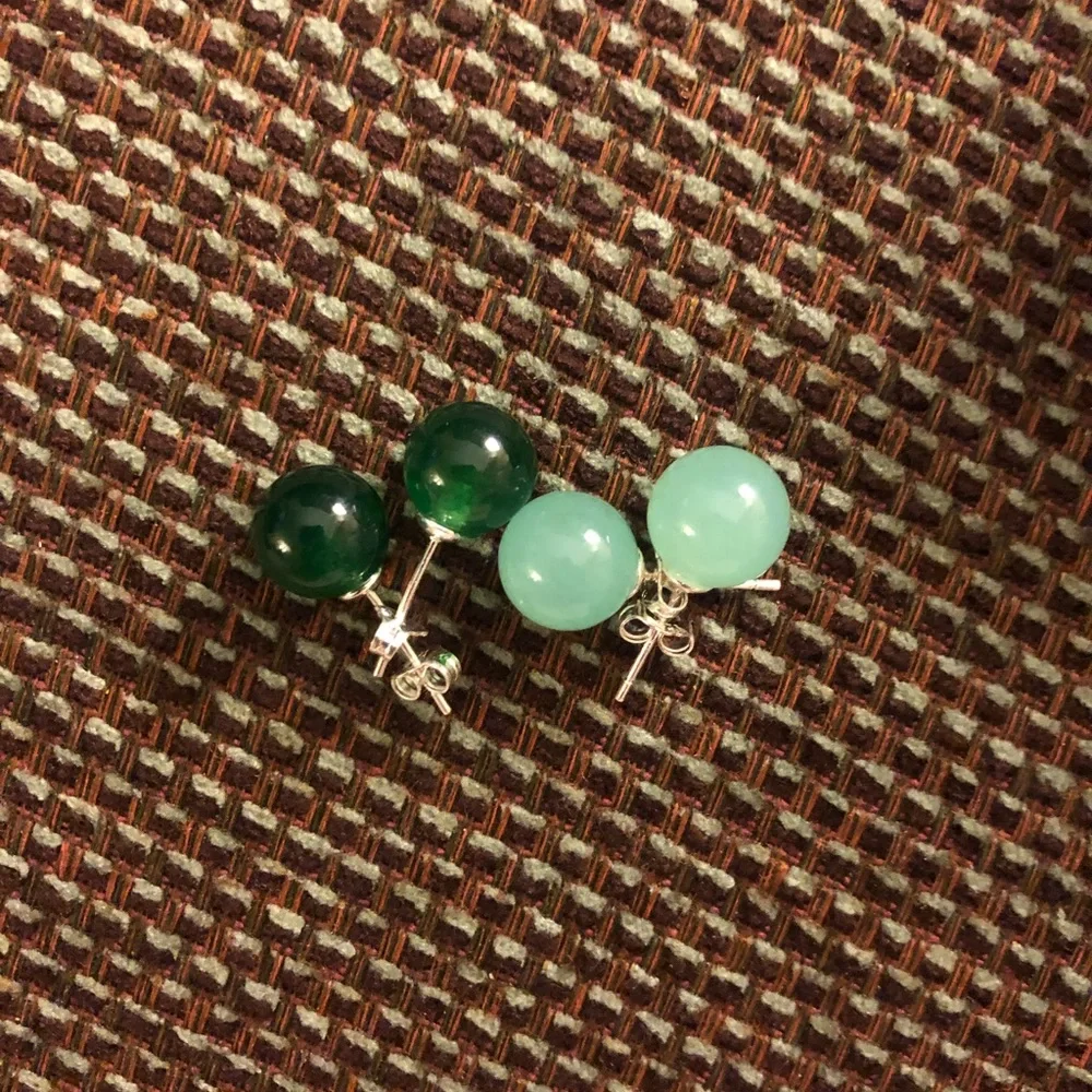 Jade silver earrings - Picture 8 of 10